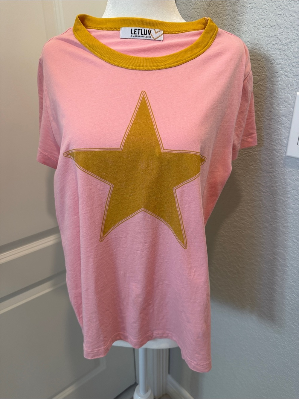 LET LUV Pink Short-Sleeve Tee with Gold Star